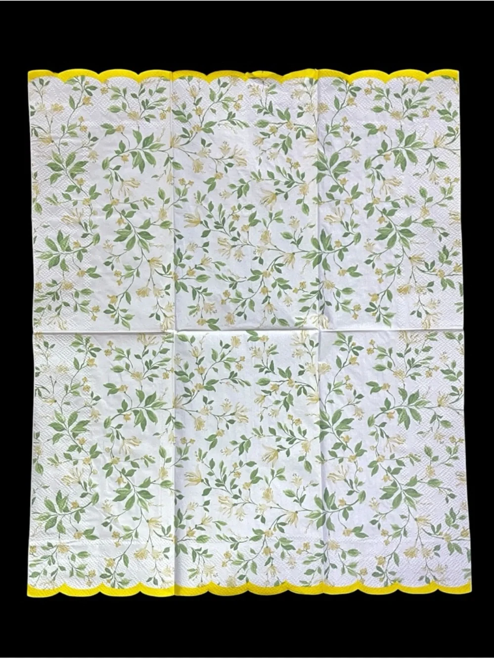 32 Guest Napkins Tan Yellow Floral Disposable Paper Meals Party Bathroom NEW NIB